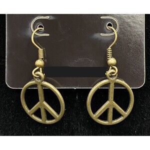 Handmade Bronze Tone Peace Symbol Earrings by Neanie-Bot